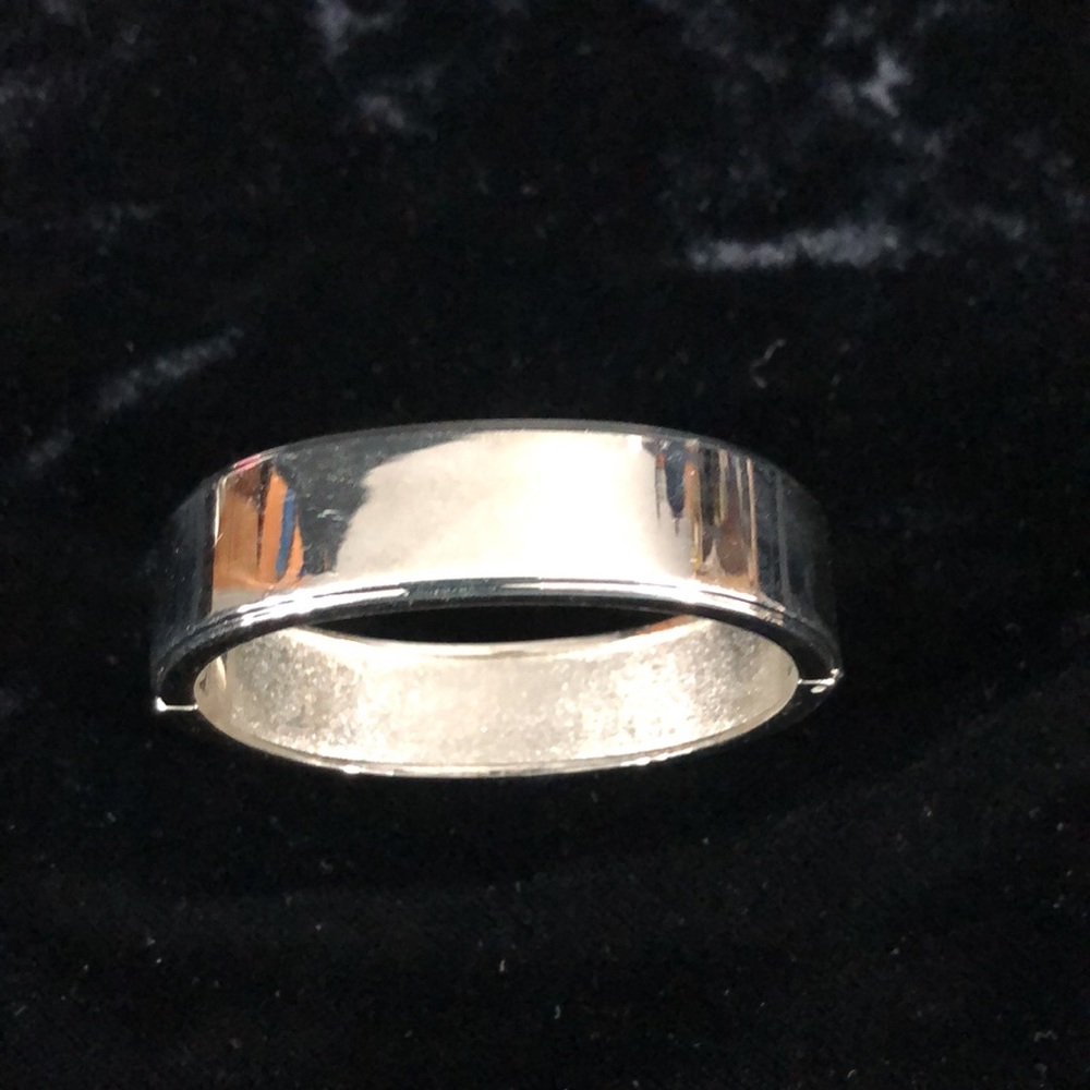 Contemporary Silver Hinged Bangle With Iridescent… - image 7